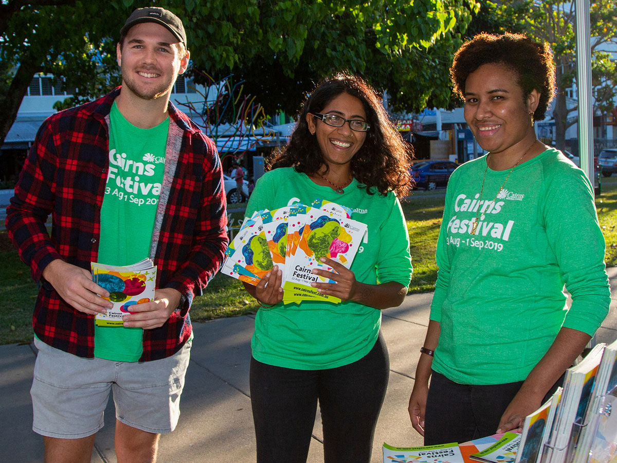 Festival volunteers smiling