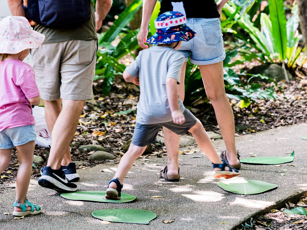 Children walking down a path