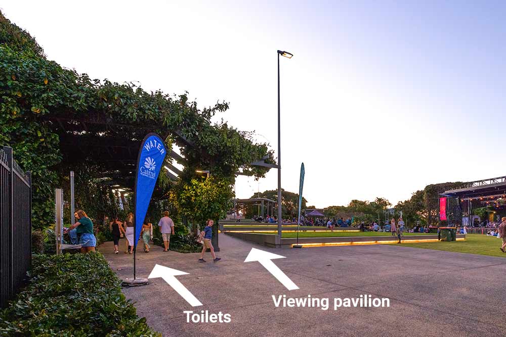 Paths to toilet and viewing pavilion