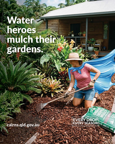 Water Heroes mulch their gardens