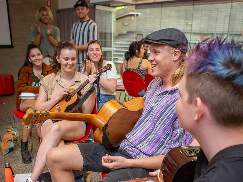 Performers at music workshop with Kim Churchill