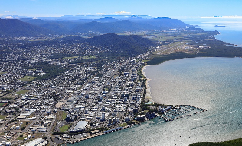 Aerial photo of Saltwater Creek Catchment from Trinity Inlet