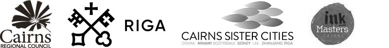 Cairns Regional Council, Riga, Cairns Sister Cities & Ink Masters Cairns logo lockup