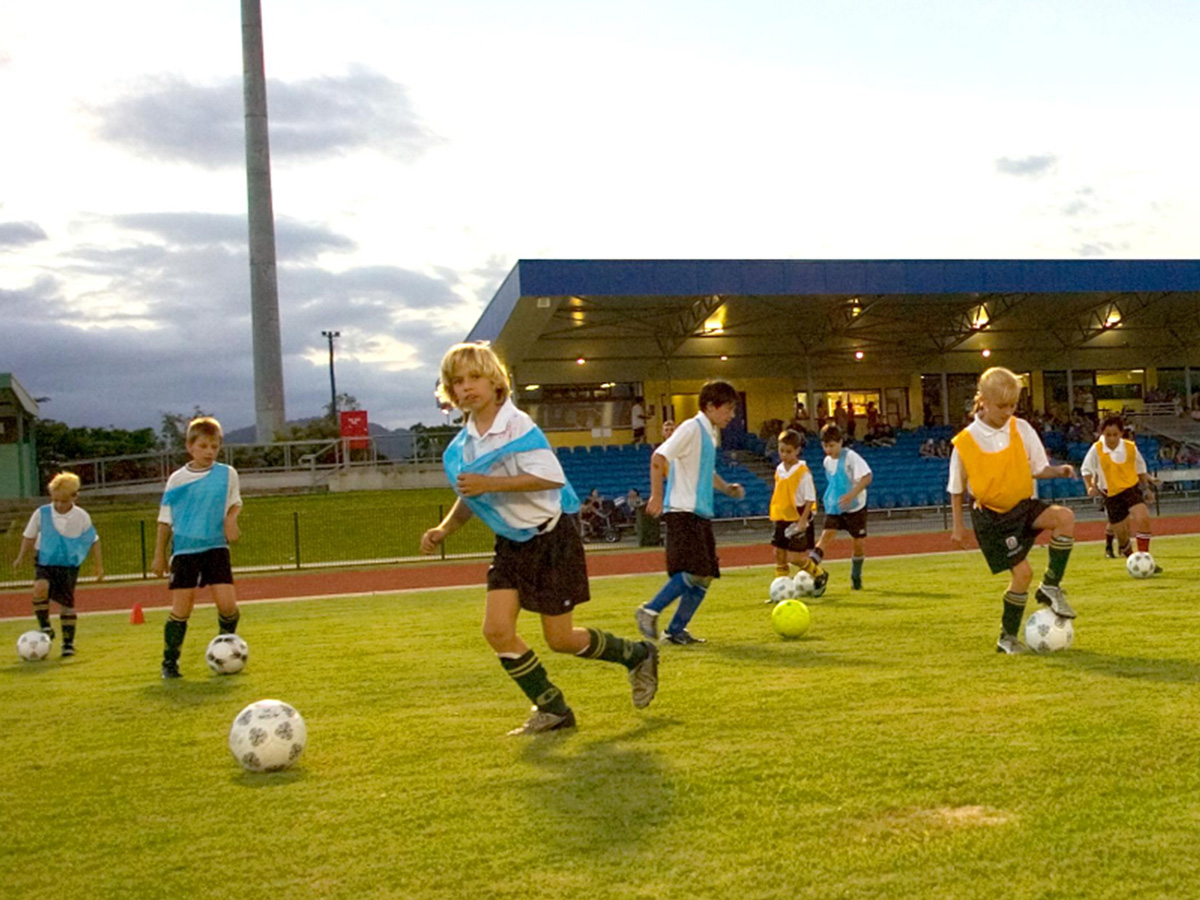 Group of kids playing soccer