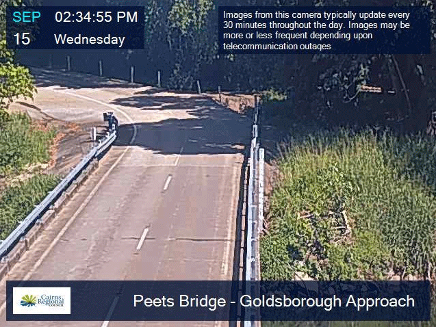 Flood camera image showing the Goldsborough approach to Peets Bridge