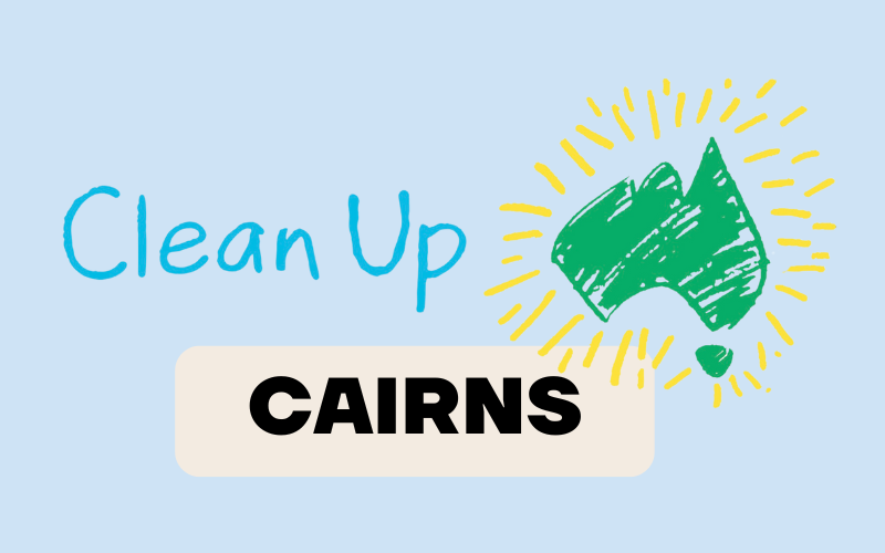 Clean Up Cairns logo consisting of the words "Clean Up Cairns" in white text on a blue background.