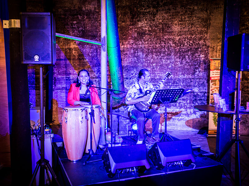 Drummers onstage at Tanks Arts Centre